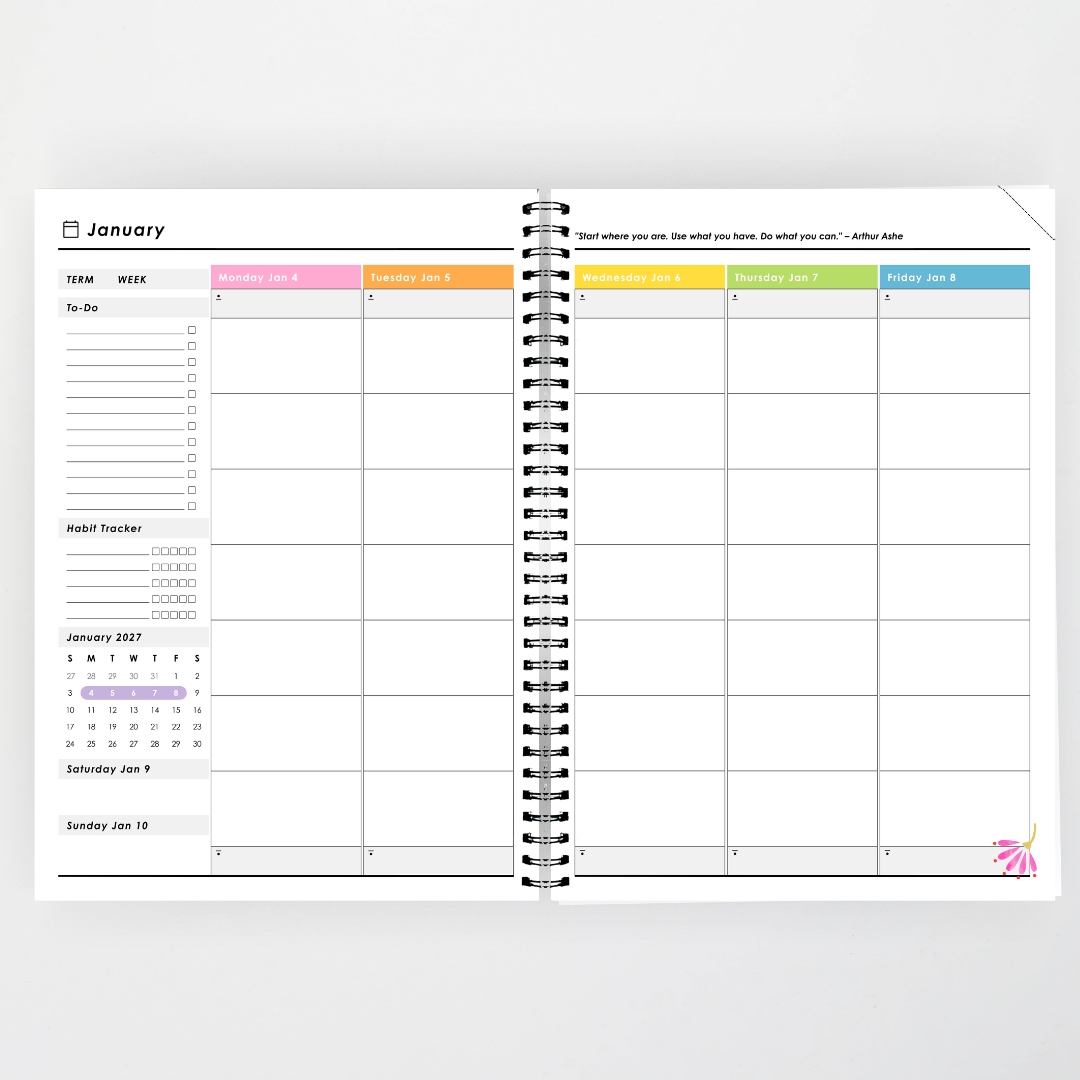 x Pete Cromer 2027 Weekly Teacher Planner: Galah - Australian Fauna and Flora Classroom Decor