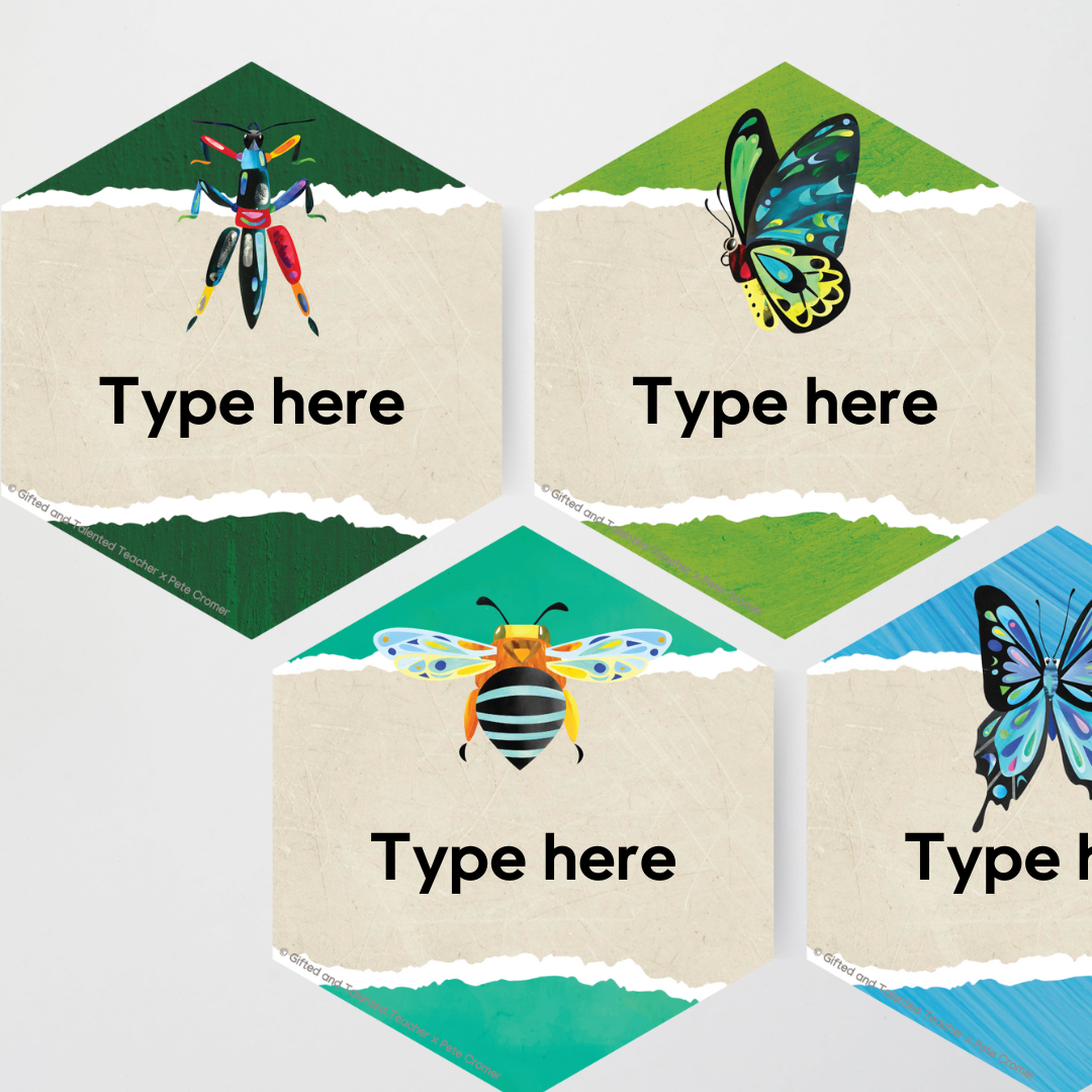 Pete Cromer: Hexagon Labels - Insect Life Classroom Decor