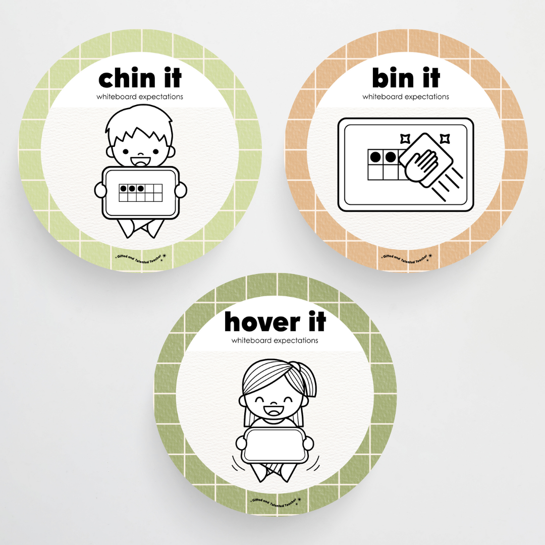 Mini Whiteboard Expectations, Prompts and Cues: Circle Icons - Woodland Classroom Decor