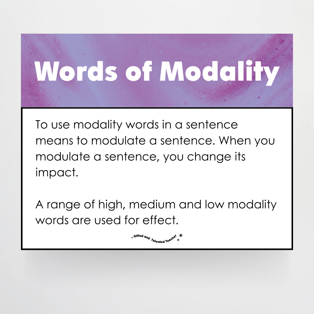Words of Modality: High, Medium and Low Wall Display - Australian Fauna and Flora Classroom Decor - Teacher Resources & Classroom Decor