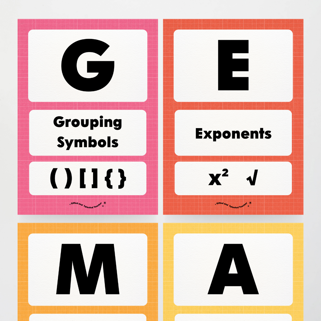 GEMA Order of Operations -  Back To School Classroom Decor