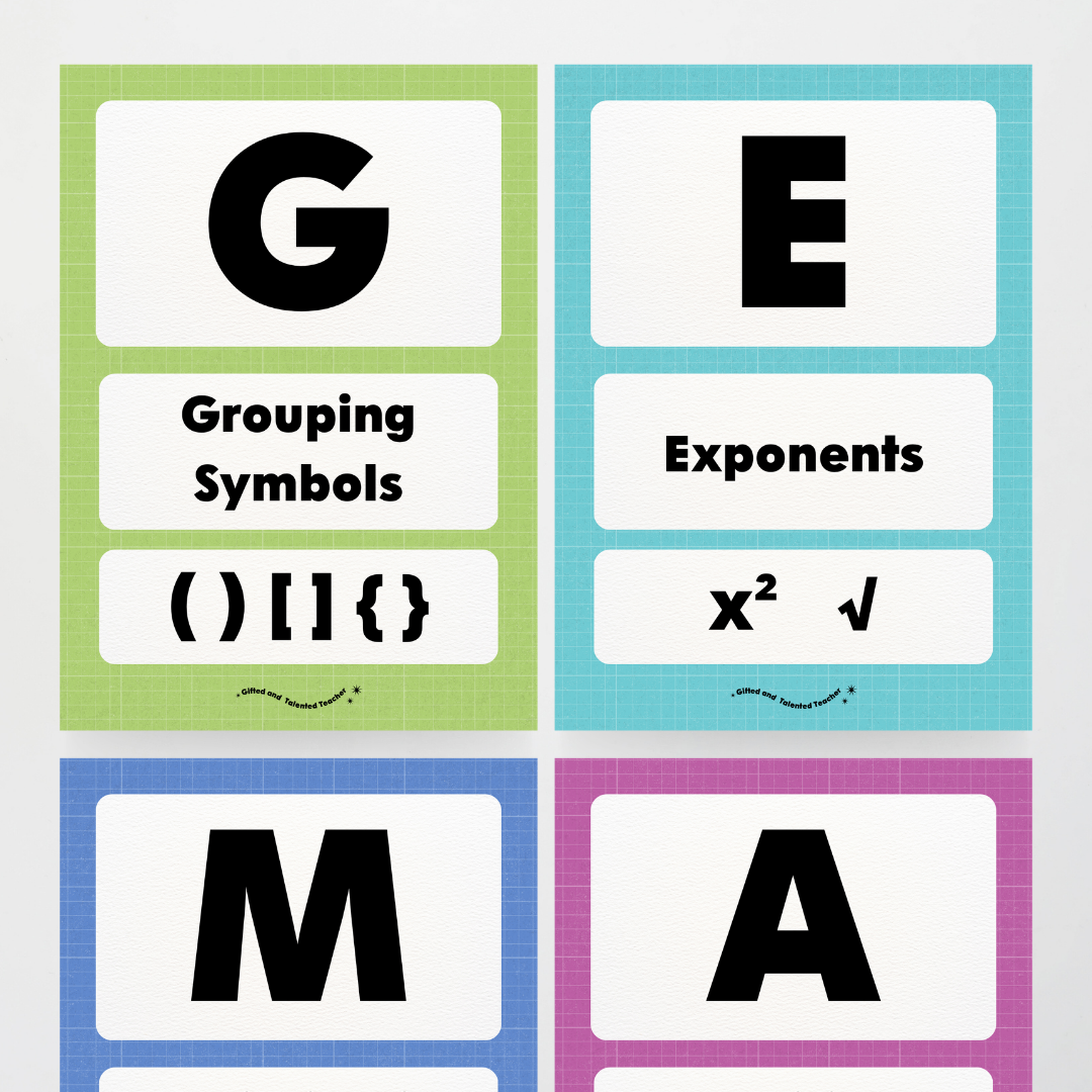 GEMA Order of Operations -  Back To School Classroom Decor
