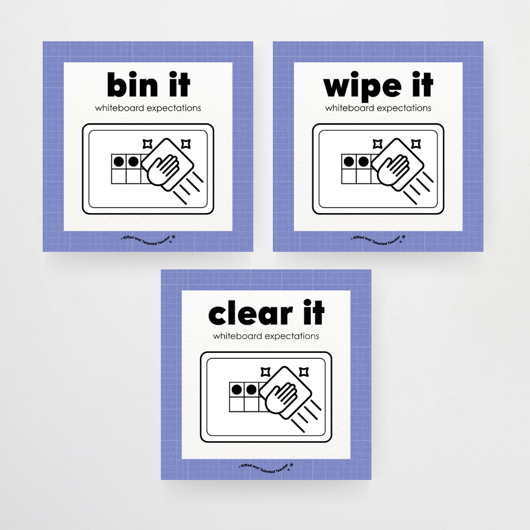 Mini Whiteboard Expectations, Prompts and Cues: Square Icons - Back To School Classroom Decor