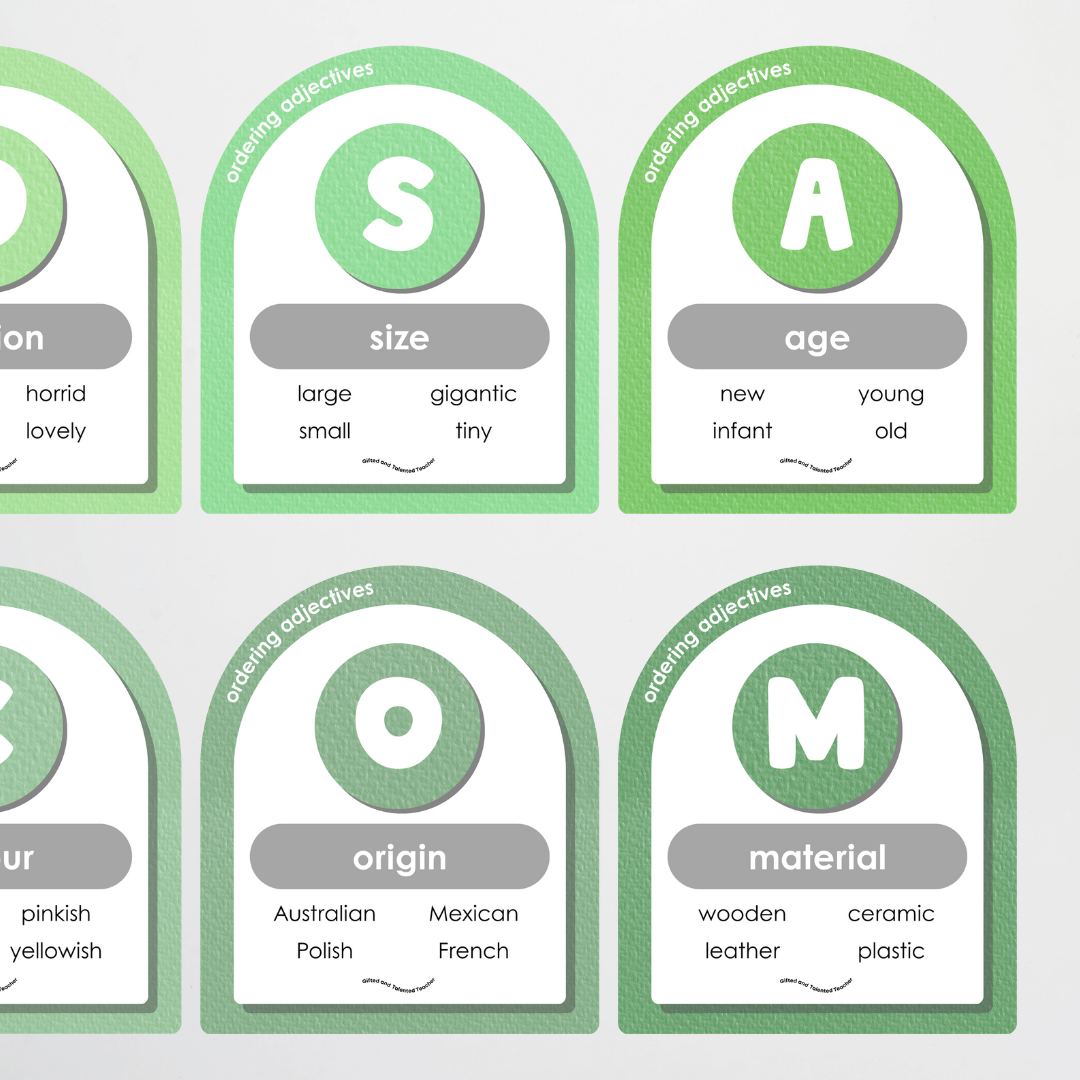 Ordering Adjectives Display - Leafy Green