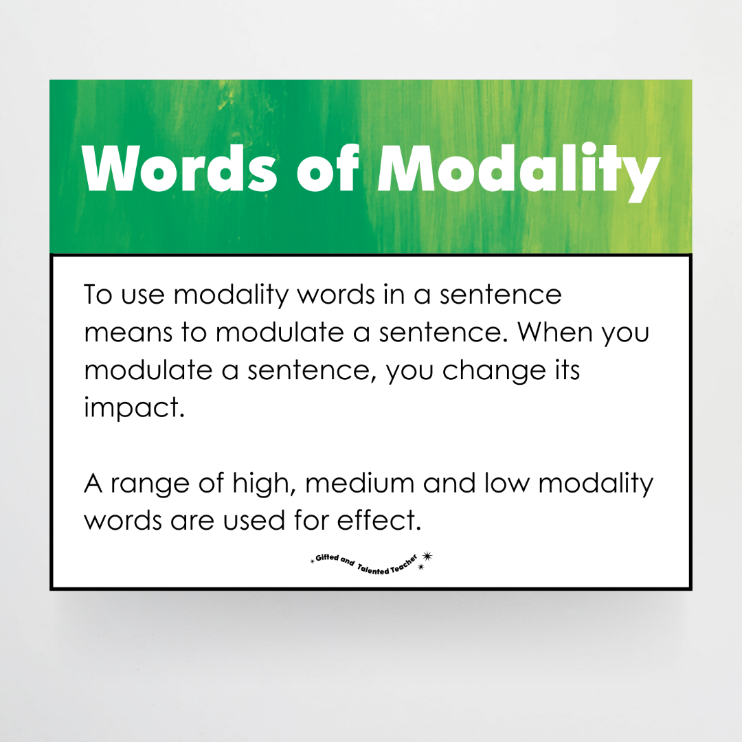 Words of Modality: High, Medium and Low Wall Display - Australian Fauna and Flora Classroom Decor - Teacher Resources & Classroom Decor