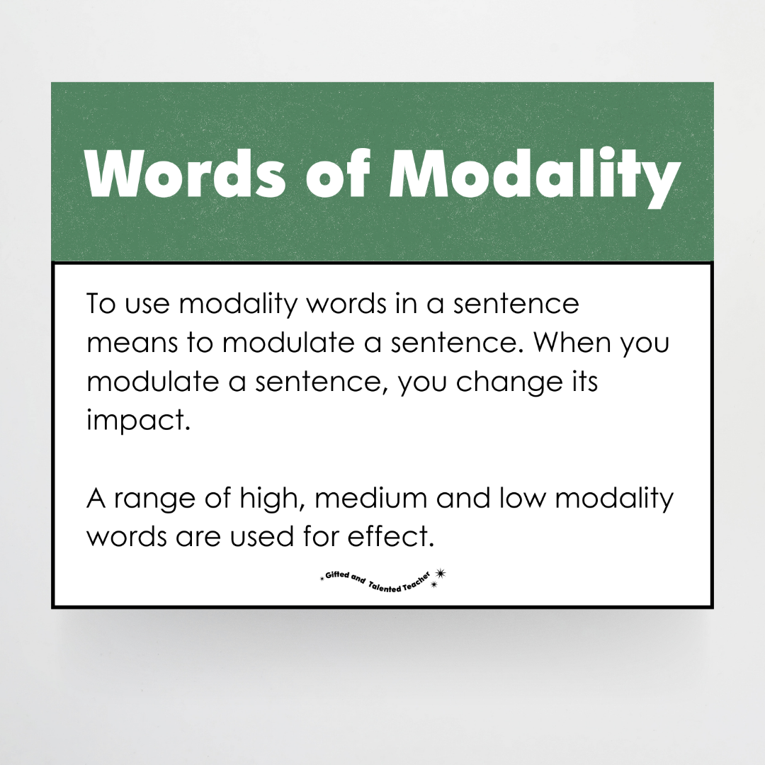 Words of Modality: High, Medium and Low Wall Display - Watch this Space Classroom Decor - Teacher Resources & Classroom Decor