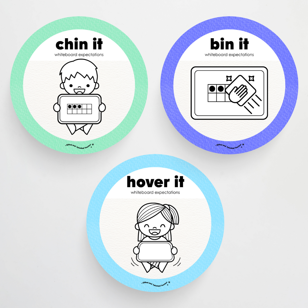 Whiteboard Expectations, Prompts and Cues: Circle Icons - Rainbow Classroom Decor