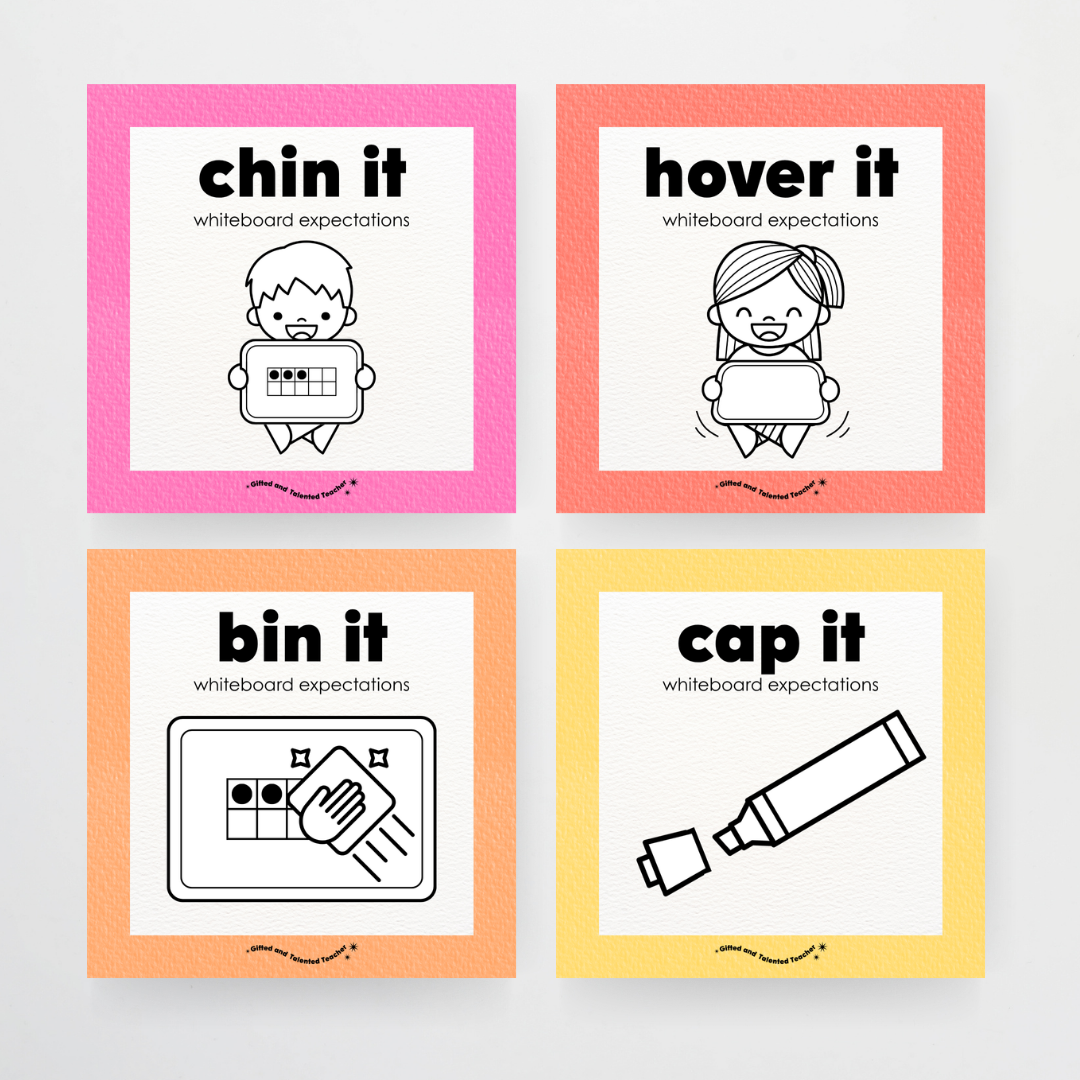 Whiteboard Expectations, Prompts and Cues: Square Icons - Rainbow Classroom Decor