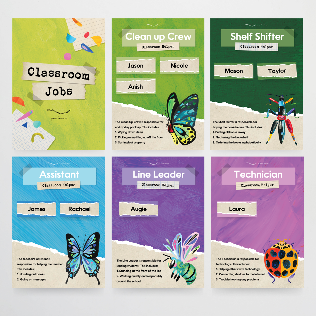 Pete Cromer: Classroom Jobs - Insect Life Classroom Decor