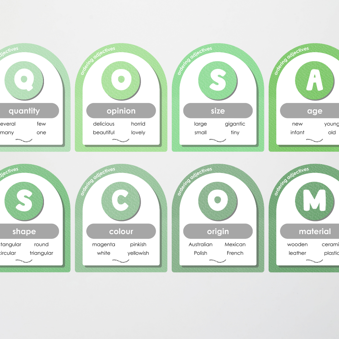 Ordering Adjectives Display - Leafy Green