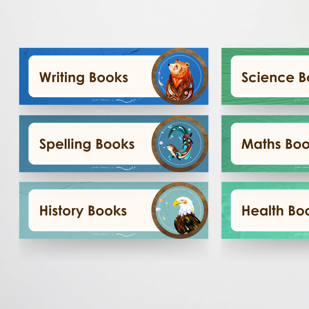 Book Tub Labels - North America Classroom Decor
