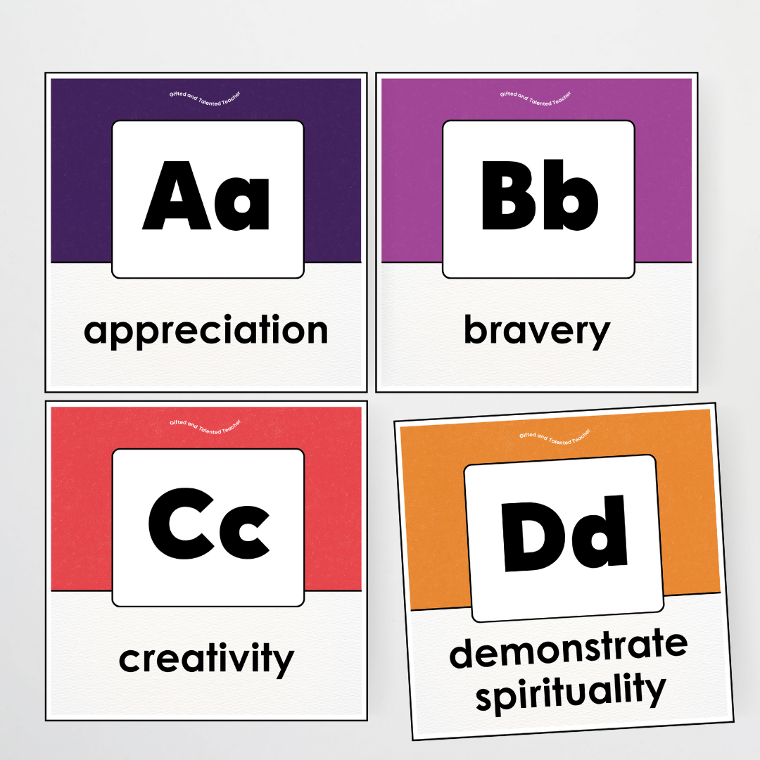 A-Z Character Strengths - Watch this Space Classroom Decor