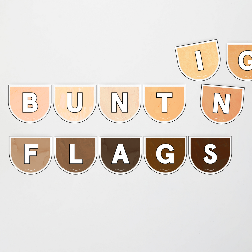 Bunting Flags and Lettering - Neutral Classroom Decor