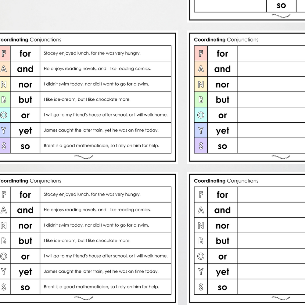 Subordinating Conjunctions ISAWAWABUB and Coordinating Conjunctions ...