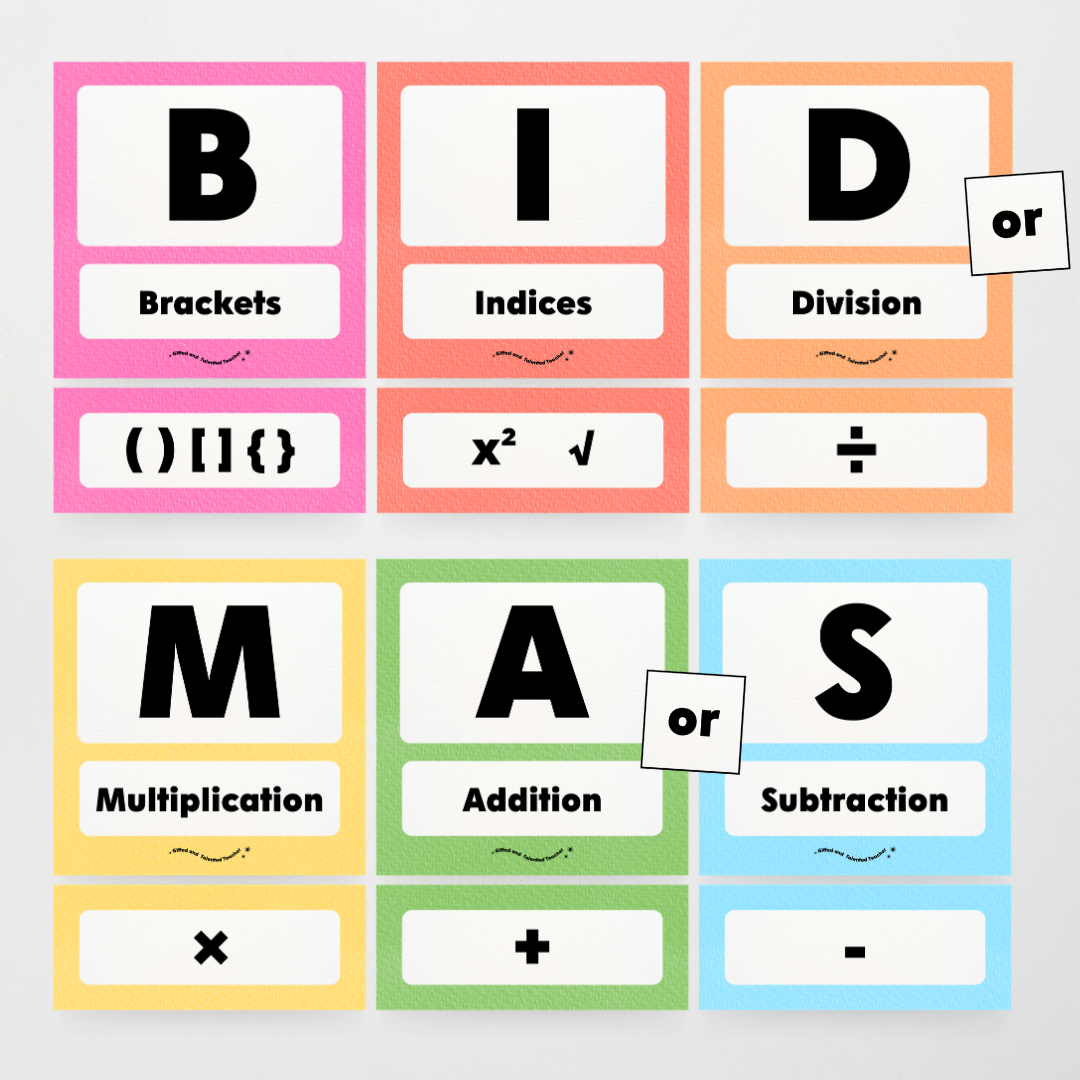 BIDMAS Order of Operations - Rainbow Classroom Decor - Teacher Resources & Classroom Decor