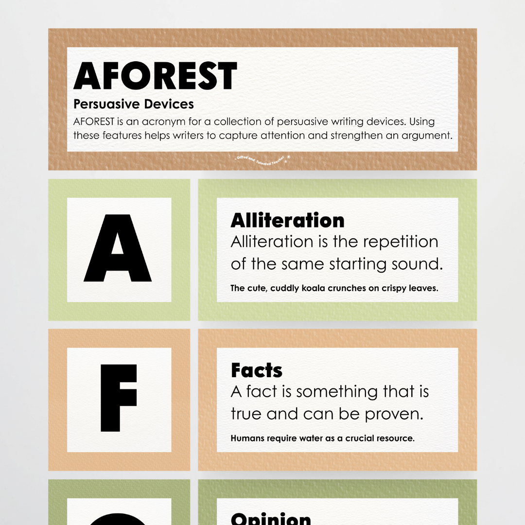 Persuasive Devices: AFOREST - Woodland Classroom Decor