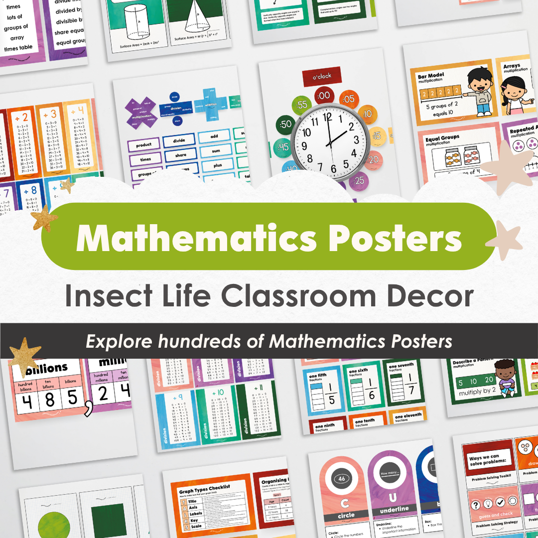 Mathematics Posters Bundle - Insect Life Classroom Decor