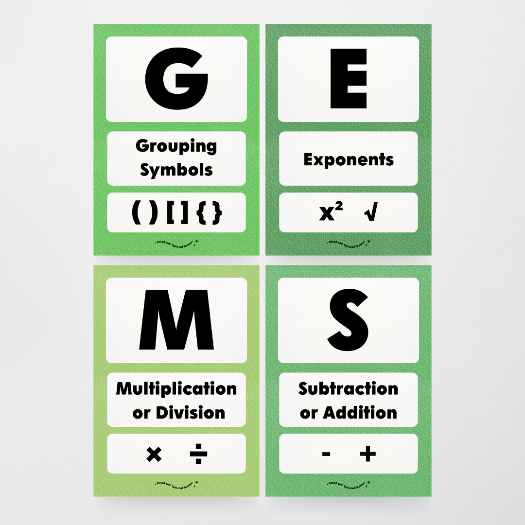 GEMS Order of Operations - Leafy Greens Classroom Decor - Teacher Resources & Classroom Decor