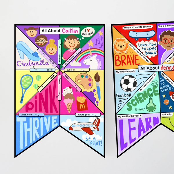 All About Me Bunting: Sectioned Bunting Activity - Back to School (Upper Grades) - Teacher Resources & Classroom Decor