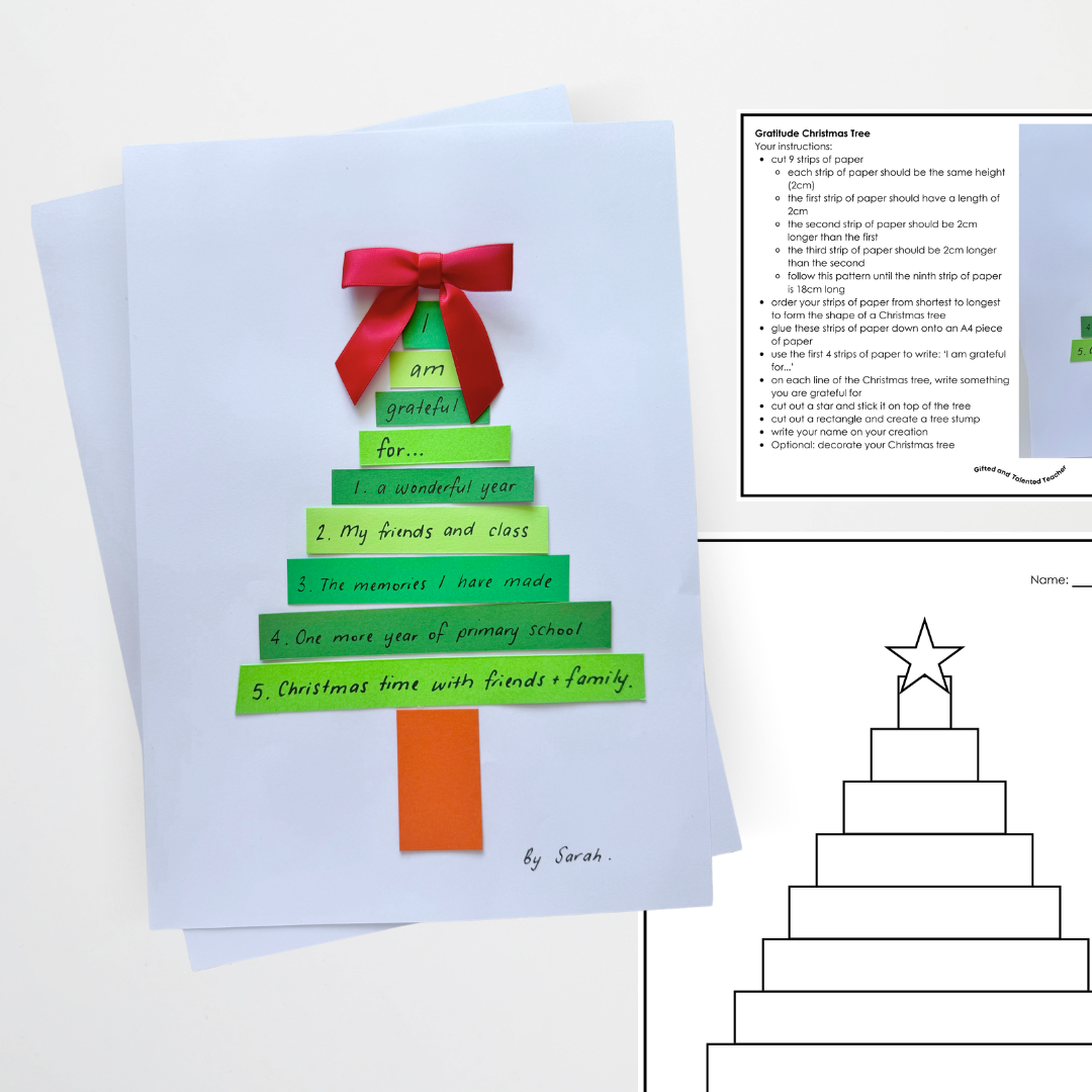 Gratitude Christmas Tree: templates OR craft activity