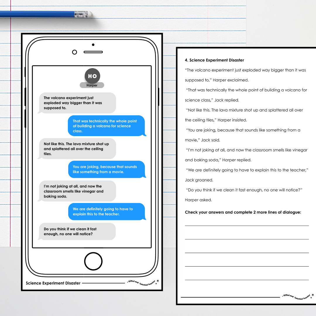 Dialogue in Action: Text Message Exchange Student Activity - Teacher Resources & Classroom Decor