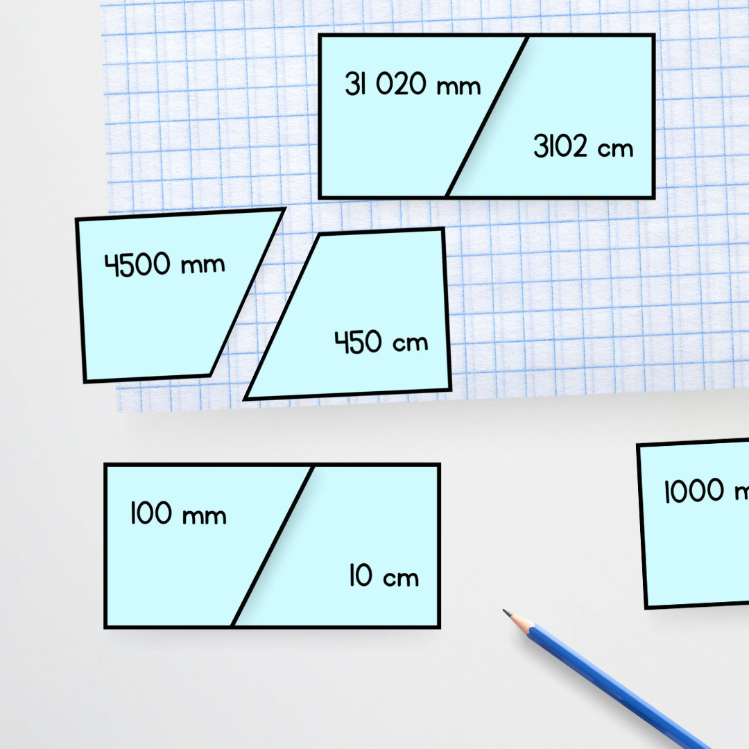 Length Match Cards: mm to cm