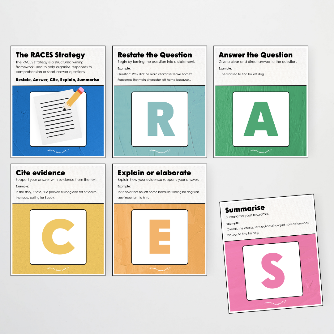 RACES Writing Strategy Poster Set - North America Classroom Decor - Teacher Resources & Classroom Decor