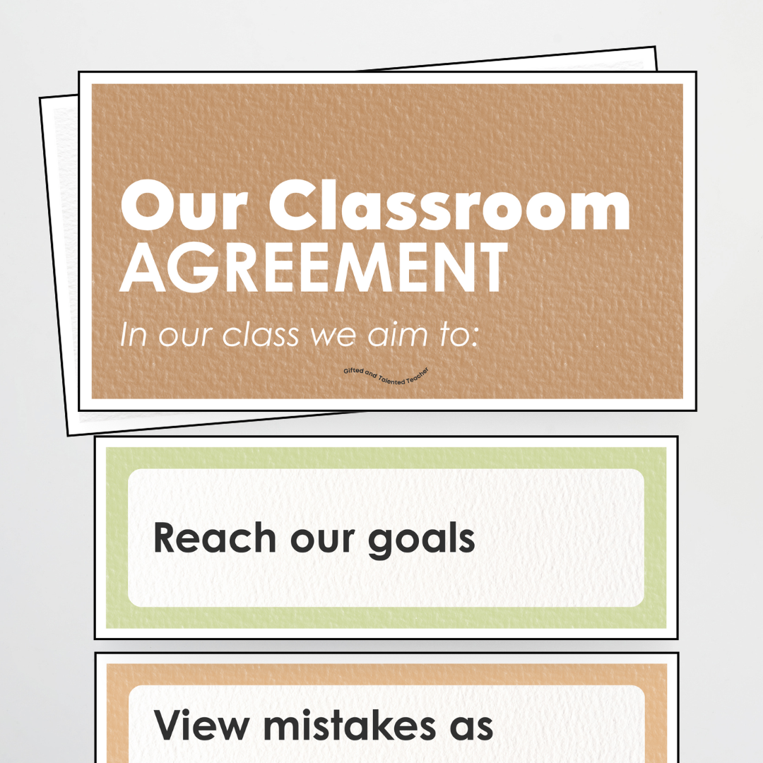 Class Aims Door Display: Classroom Agreement - Woodland Classroom Decor