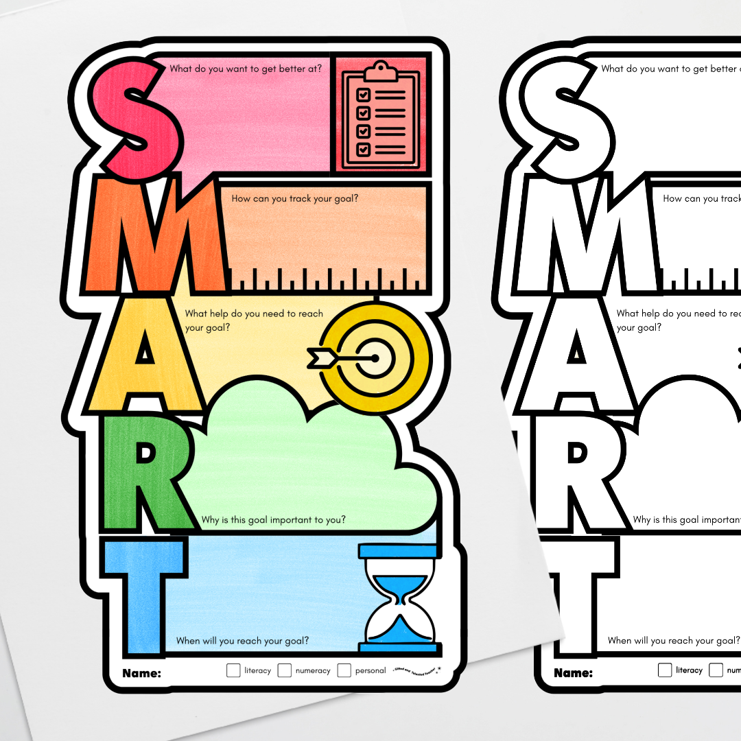 SMART Goal Setting: Student Activity Teacher Resource - Rainbow Classroom Decor - Teacher Resources & Classroom Decor