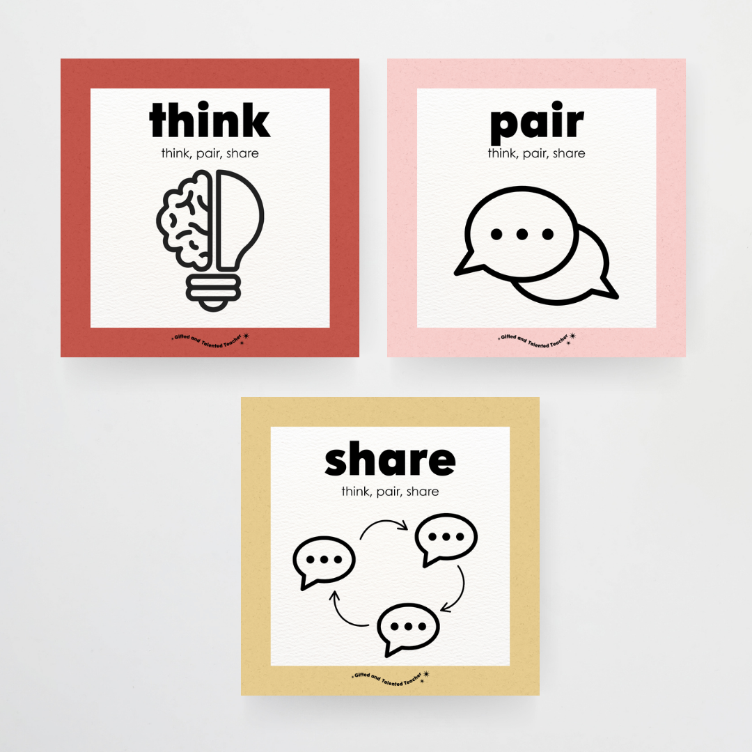 Think, Pair, Share Wall Display and Digital Square Icons - Little Circus Classroom Decor - Teacher Resources & Classroom Decor