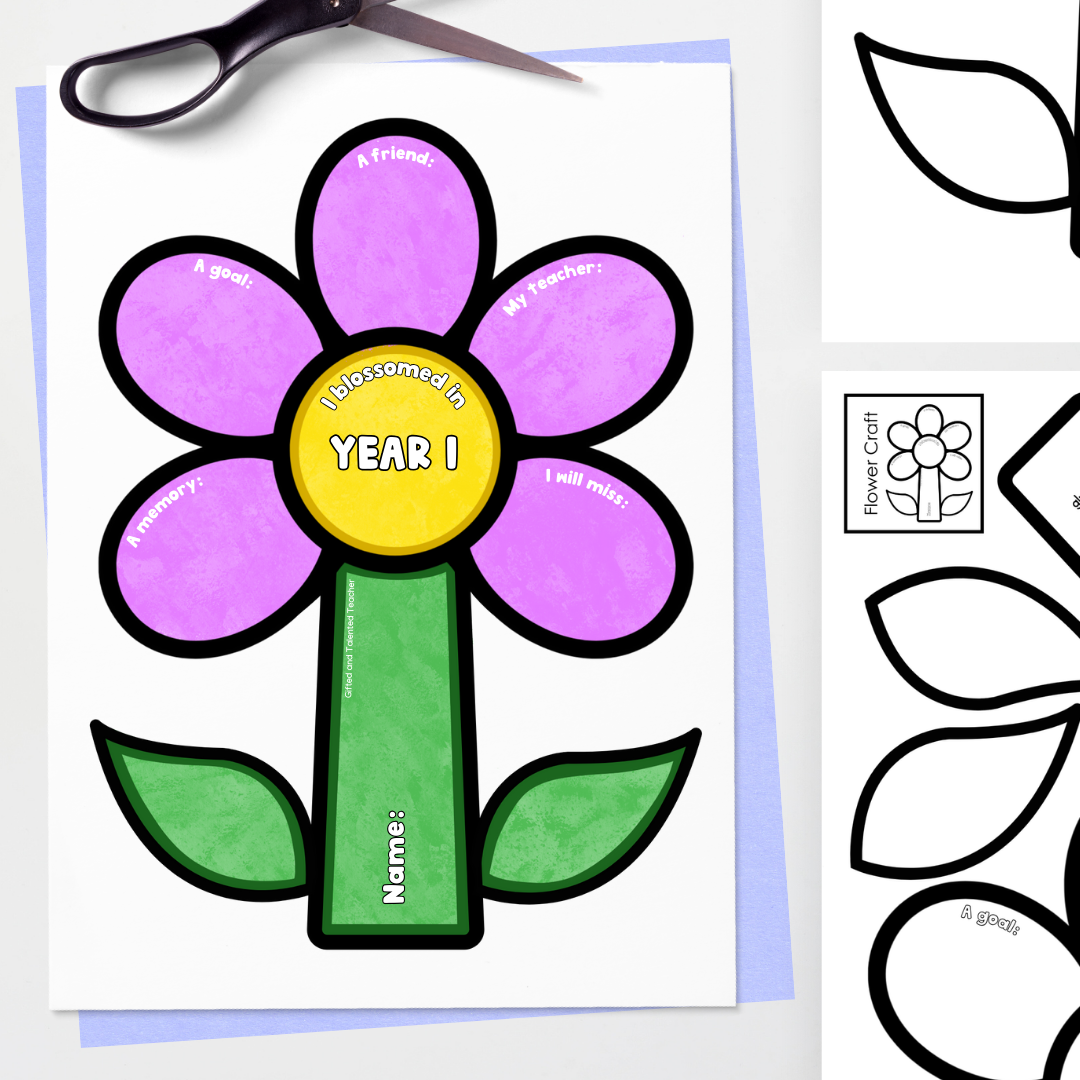 Flower Reflection Math Project Flower Craft: Reflection Resource - End of Year Activity