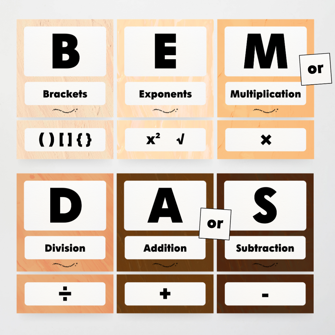 BEMDAS Order of Operations - Neutral Classroom Decor - Teacher Resources & Classroom Decor
