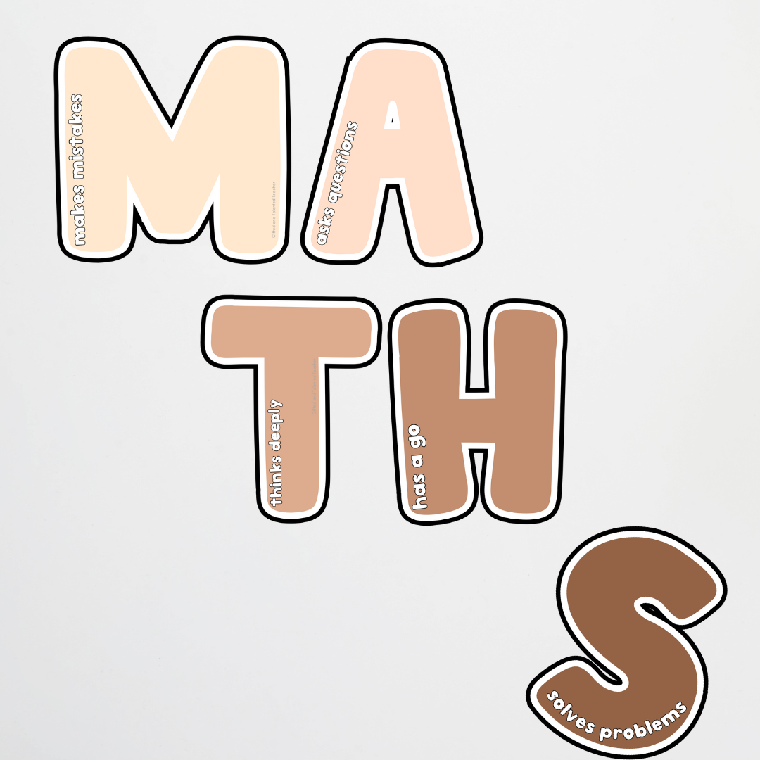 Math Nice Letters Mathematician Lettering and Wall Display - Neutral Classroom Decor