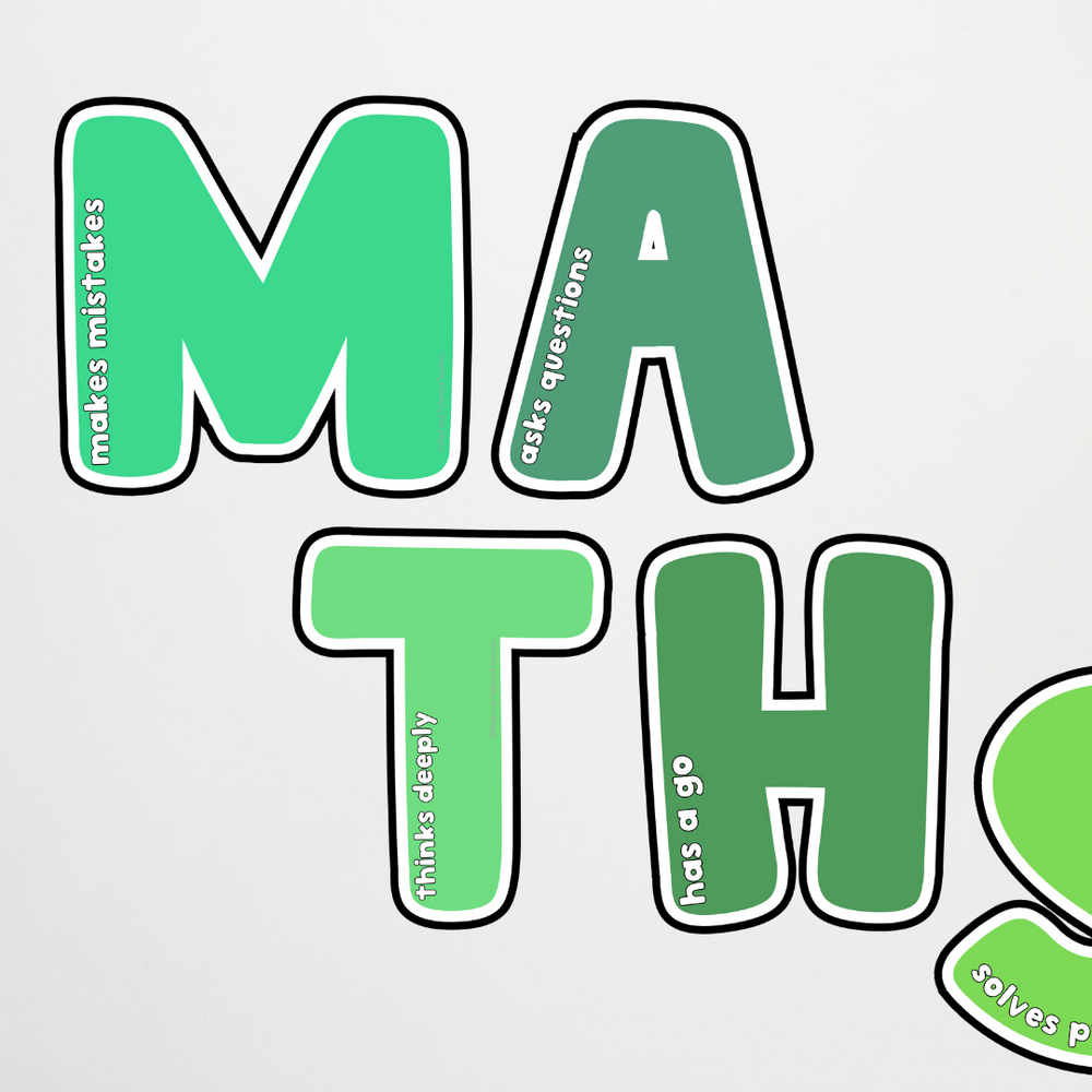 Math Lettering Colorful Mathematician Lettering and Wall Display - Leafy Greens Classroom Deco