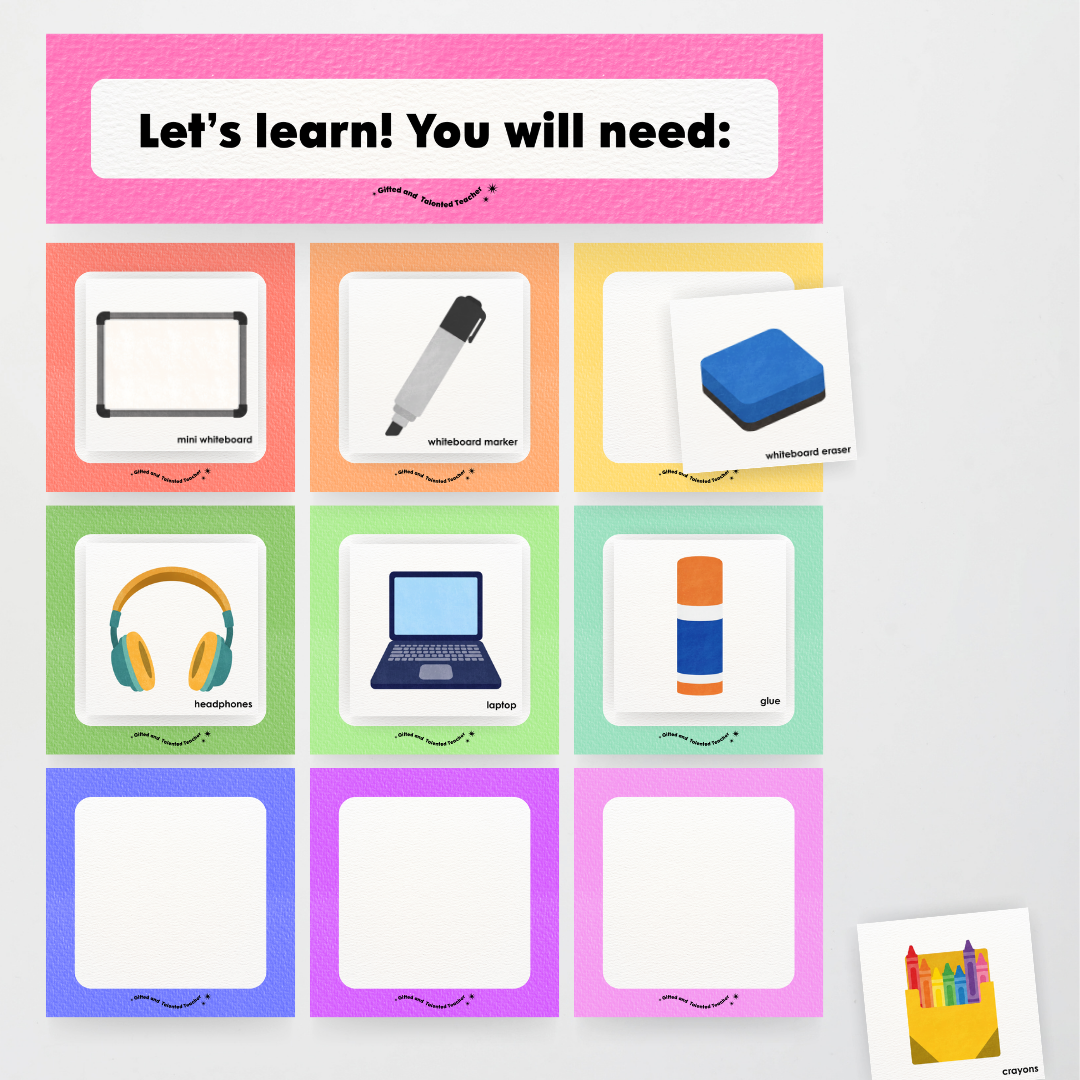Supplies You Will Need Classroom Display - Rainbow Classroom Decor