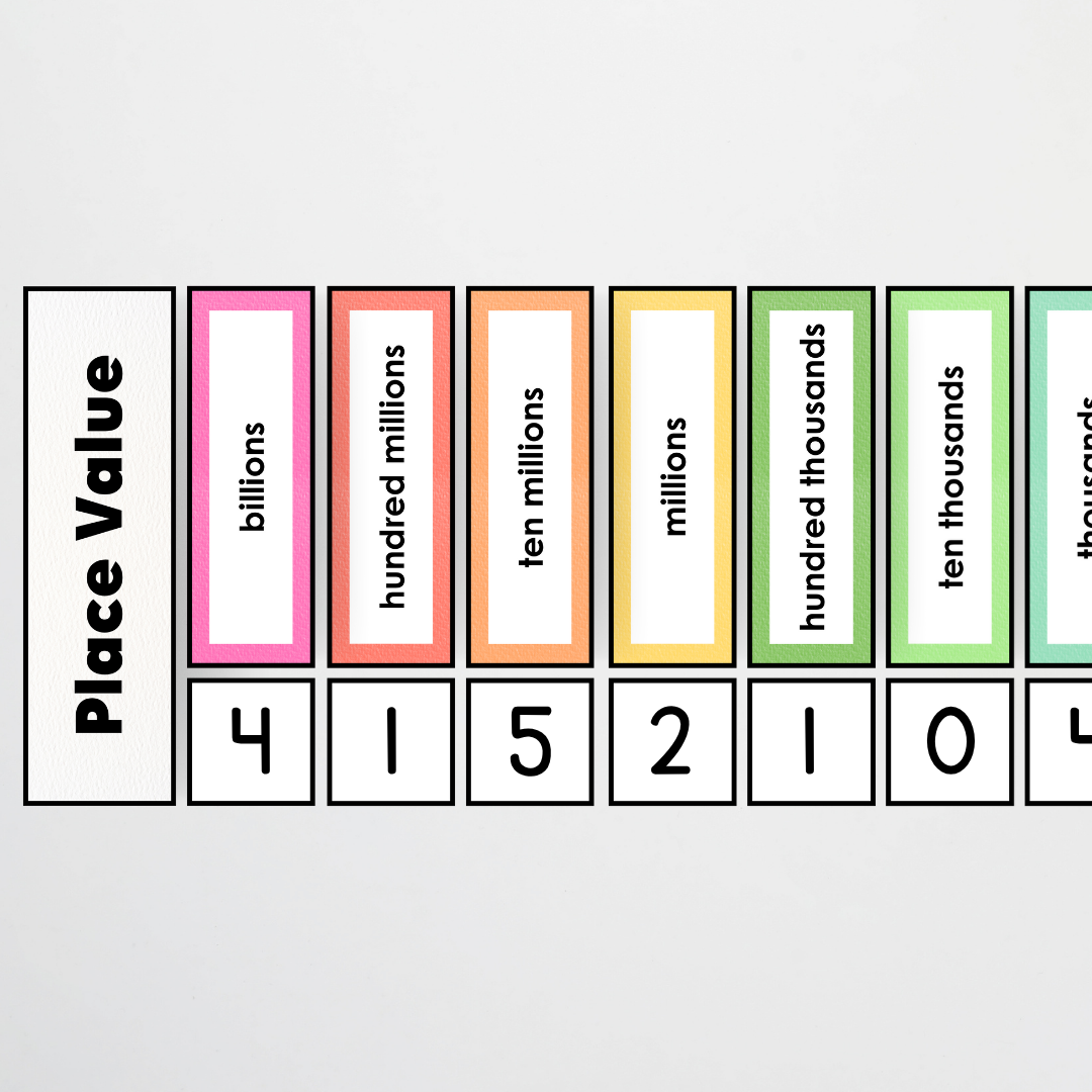 Place Value: Card Display - Rainbow Classroom Decor