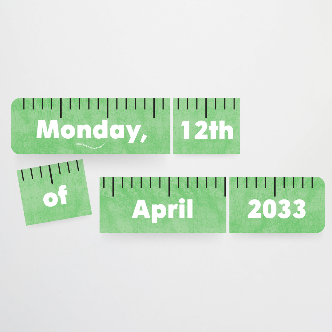 School Ruler Flip Calendar - Leafy Greens Classroom Decor