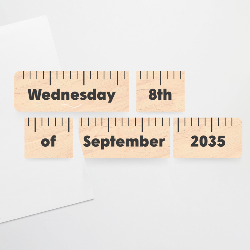 School Ruler Flip Calendar - Neutral Classroom Decor | Gifted and ...