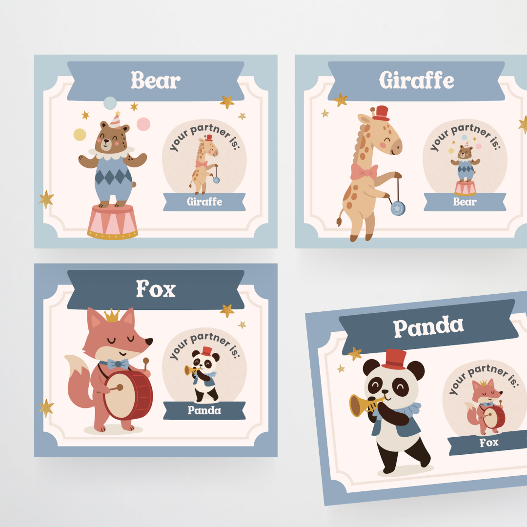 Partner Match Cards - Little Circus Classroom Decor