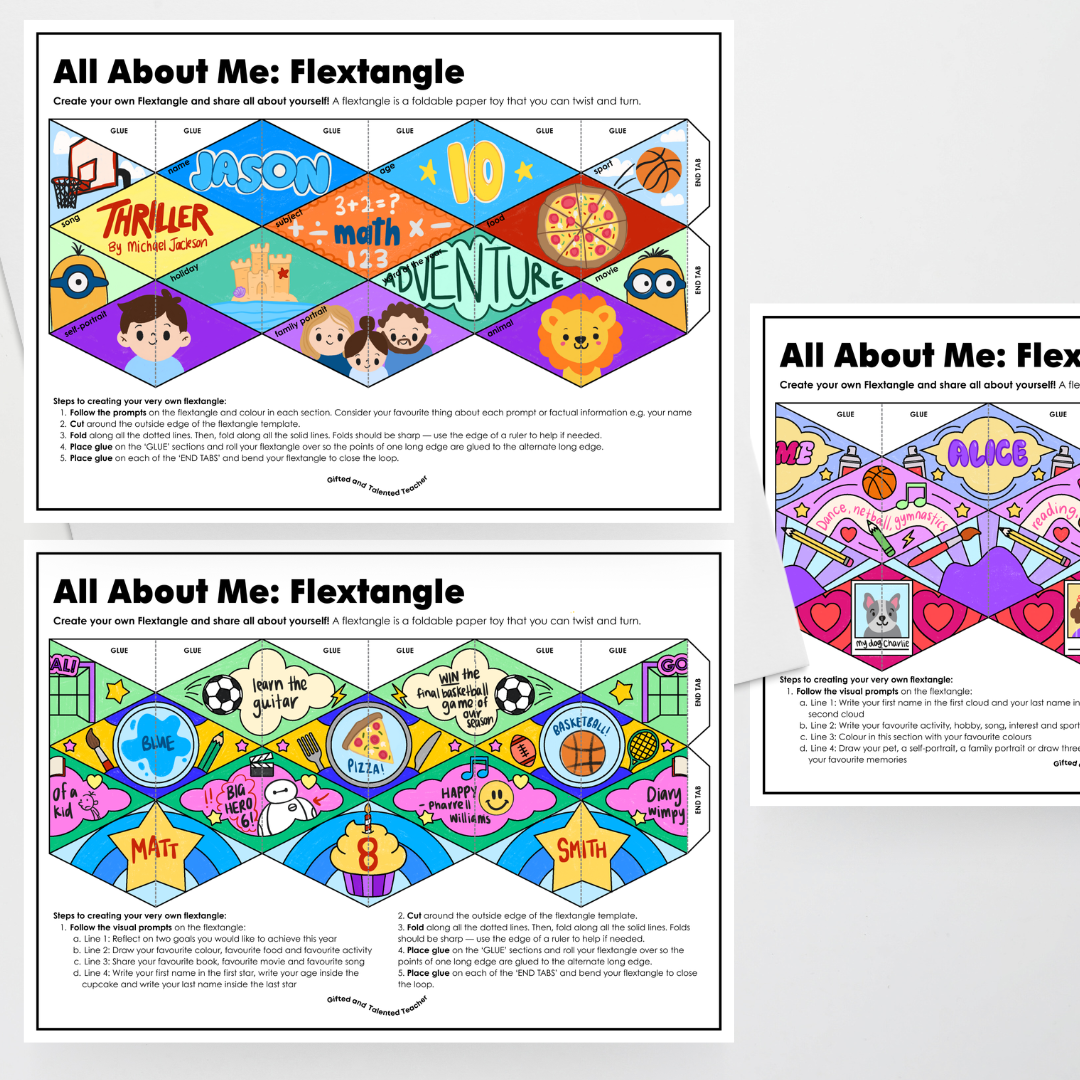 Flextangle and Kaleidocycle Origami Paper Toy - All About Me Classroom Activity