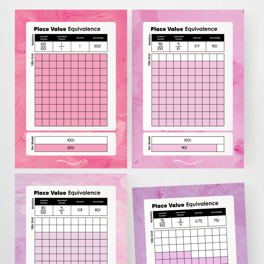 Place Value Equivalence Posters: Benchmark Fractions - Sea Life Classroom Decor