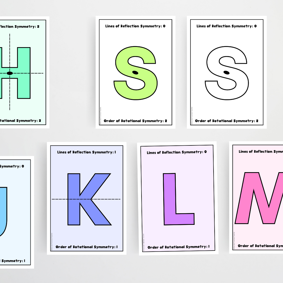 Alphabet Symmetry Posters - Rainbow