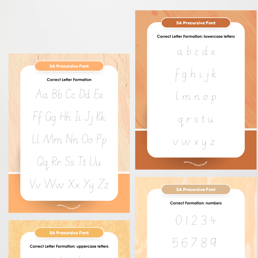 South Australian Precursive Handwriting Tracing Mats - Neutral