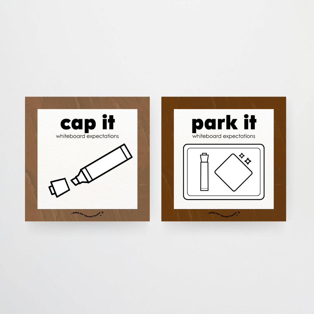 Mini Whiteboard Expectations, Prompts and Cues: Square Icons - Neutral Classroom Decor