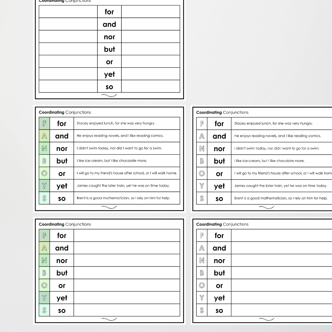 Subordinating and Coordinating Conjunctions - Bundle: Leafy Greens