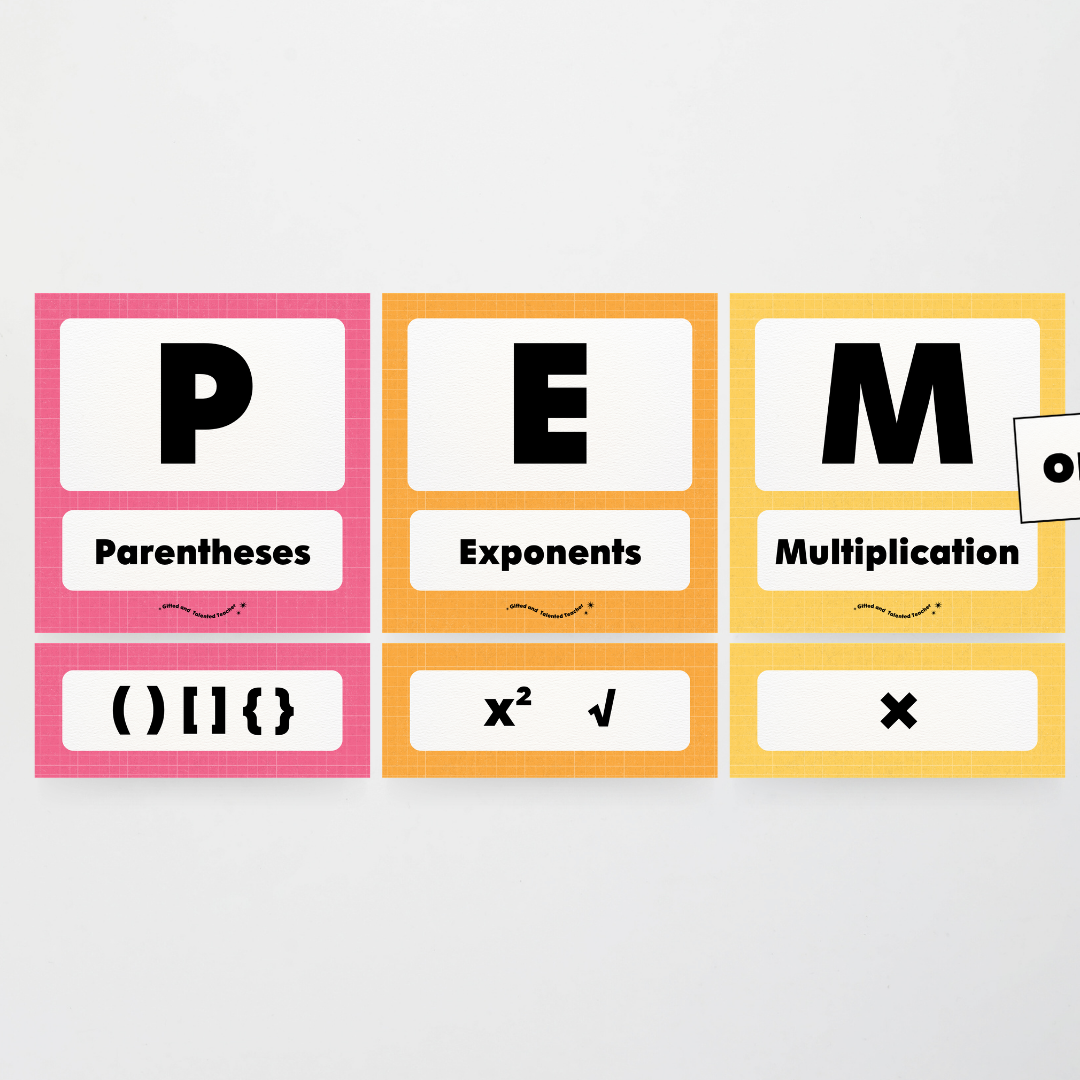 PEMDAS Order of Operations - Back To School Classroom Decor