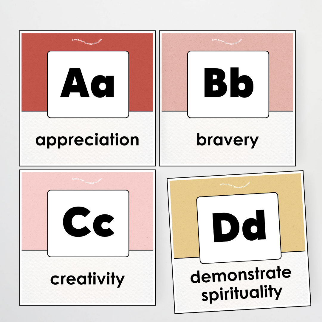 A-Z Character Strengths - Little Circus Classroom Decor