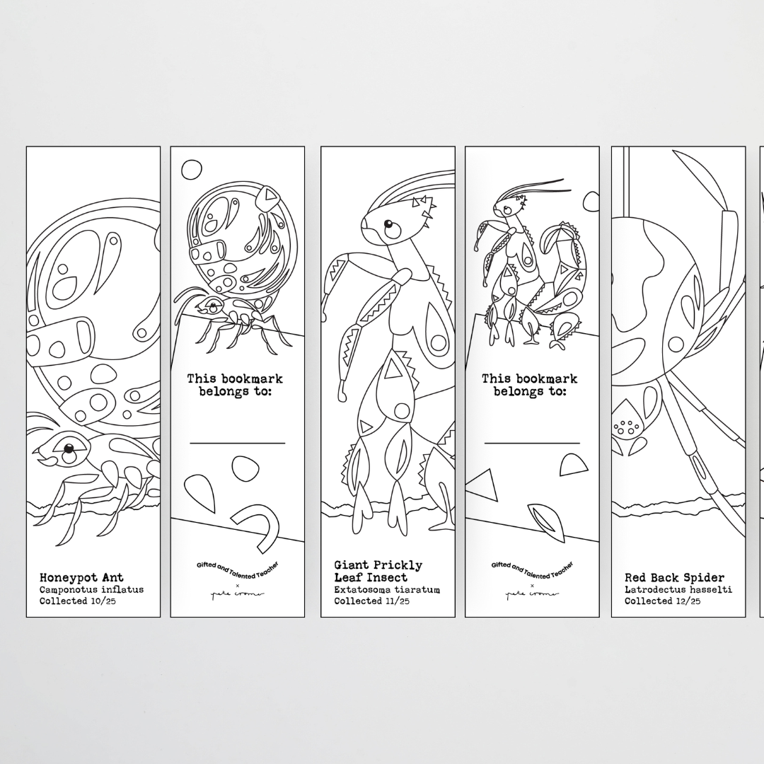 Pete Cromer: Line Art Bookmarks - Insect Life Collection