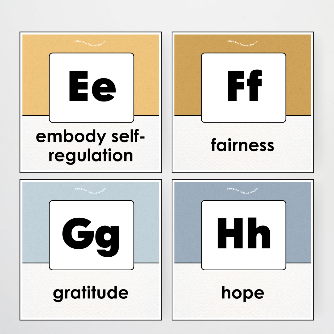 A-Z Character Strengths - Little Circus Classroom Decor
