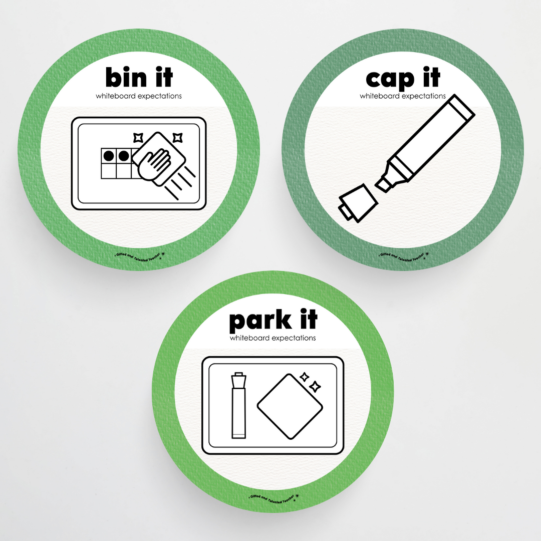 Mini Whiteboard Expectations, Prompts and Cues: Circle Icons - Leafy Greens Classroom Decor